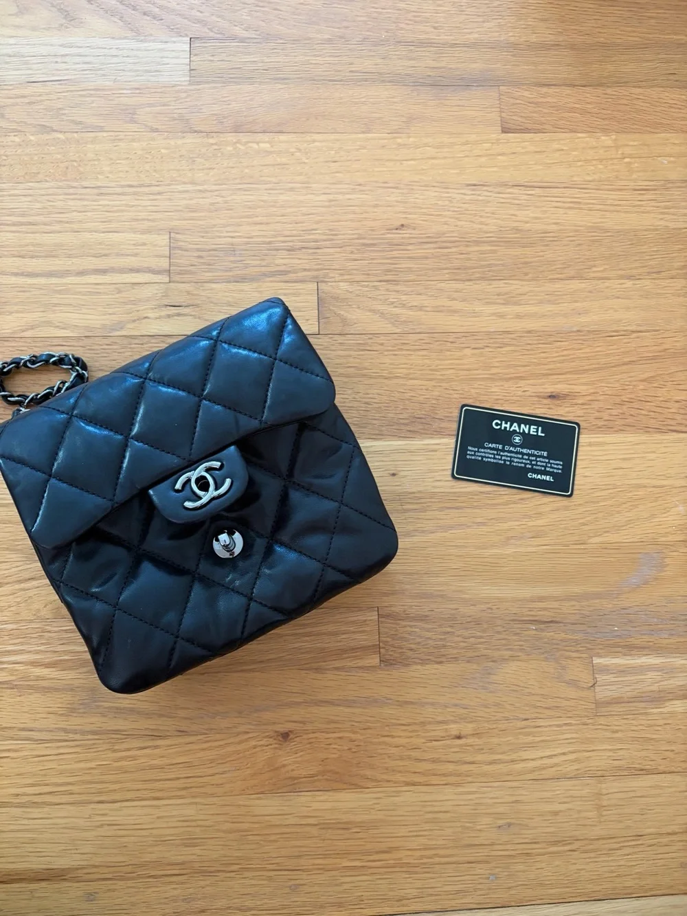 Chanel Leather Three Compartment Flap Bag in Black